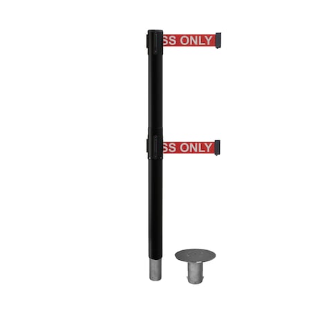 Stanchion Dual Belt Bar.Removable Base Black Post 7.5ftR.Auth.Belt